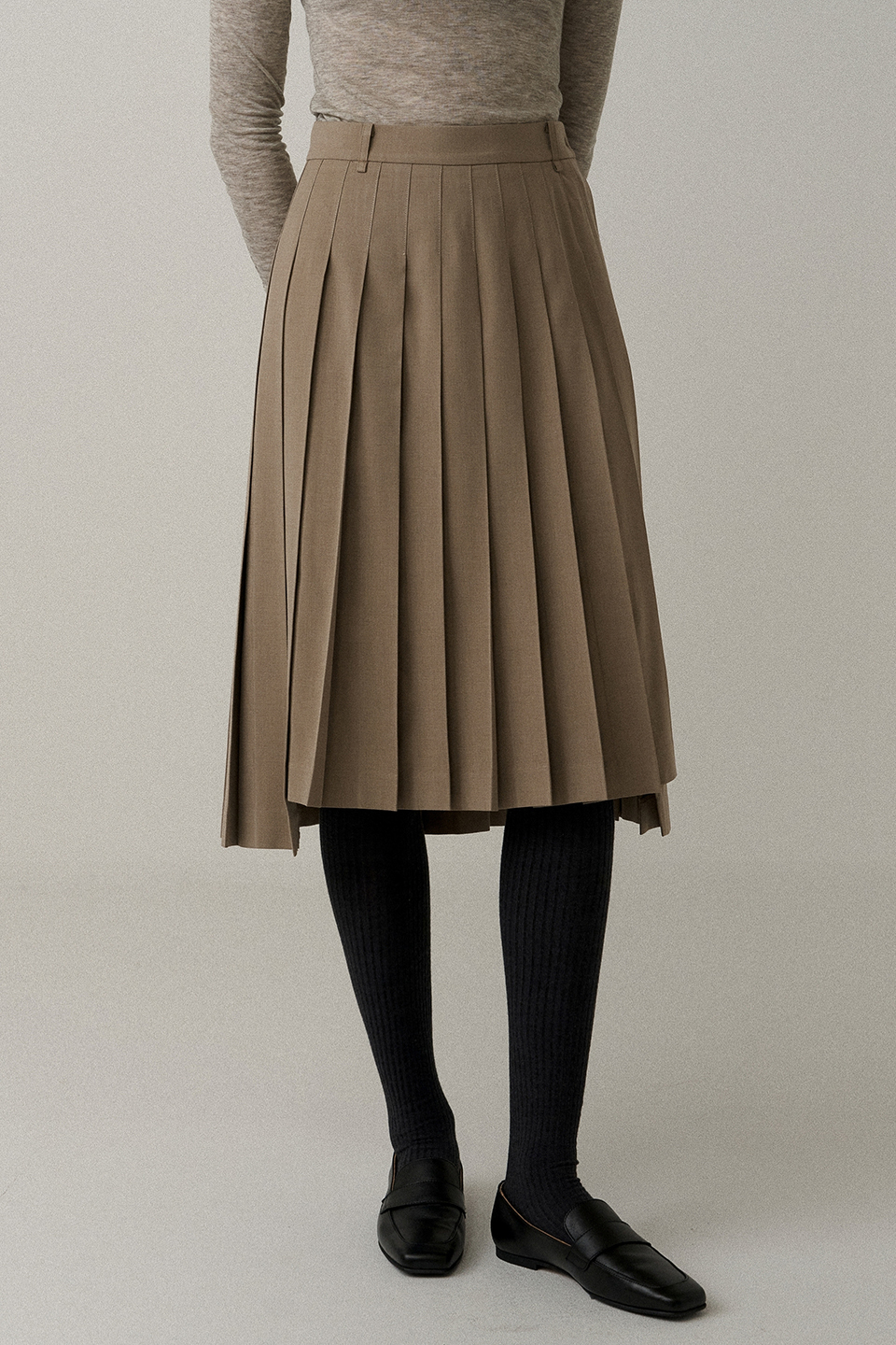 pleats wool skirt (beige)