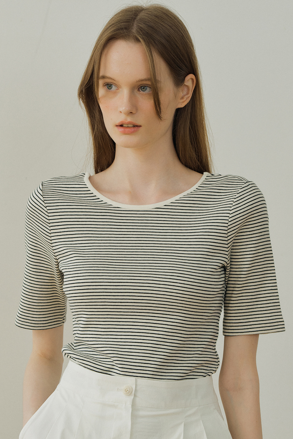 stripe ribbed t-shirt (2colors)