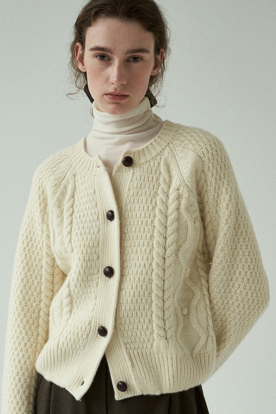 cable knit jacket (cream)
