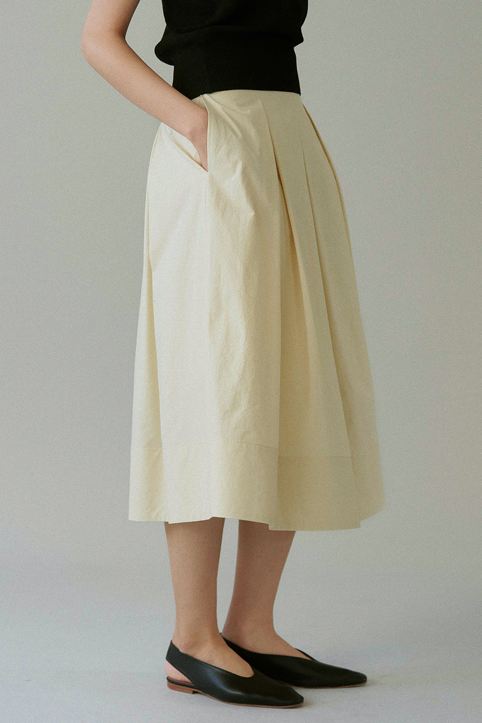 cotton pleats skirt (butter)