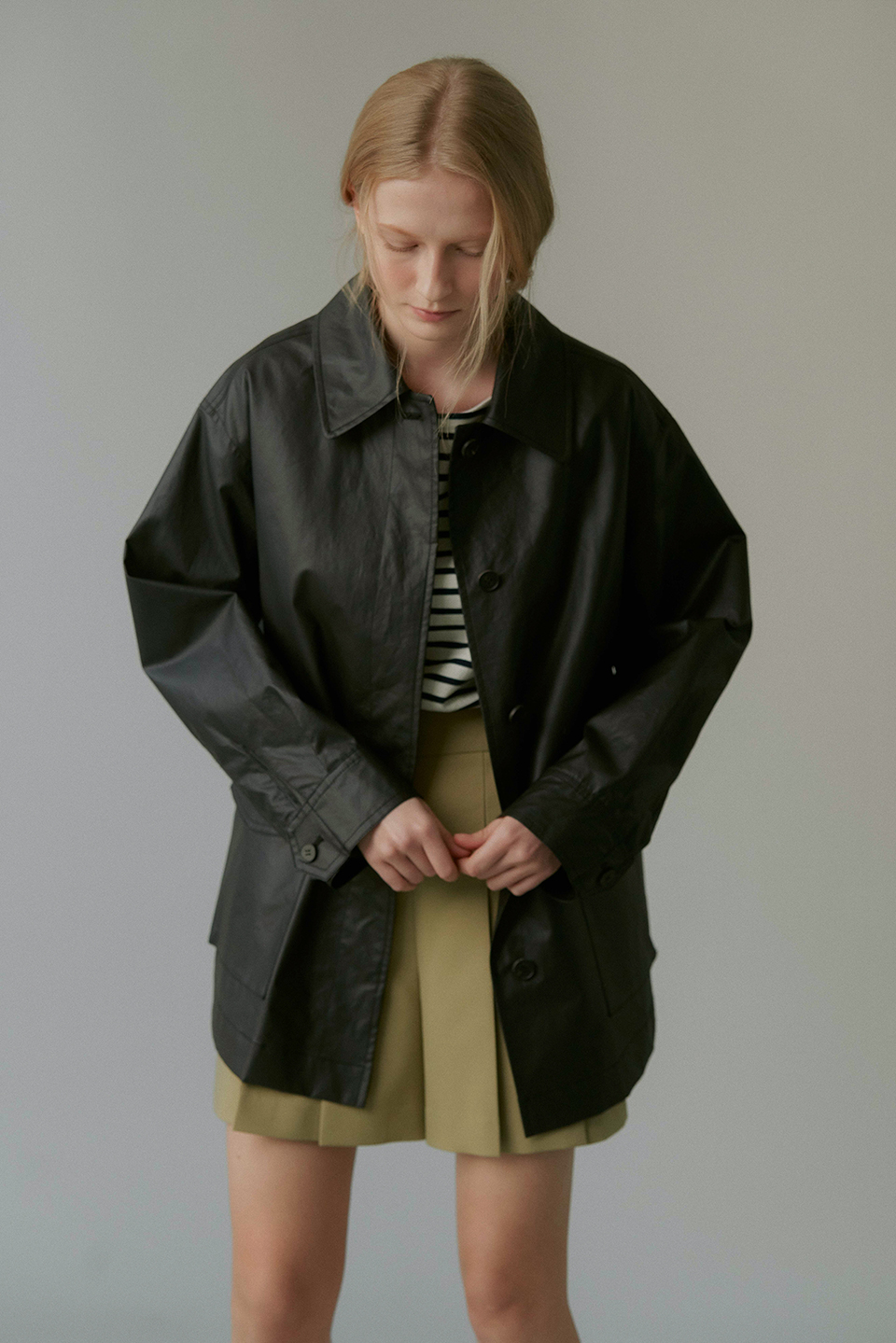 coated cotton work jacket (black)