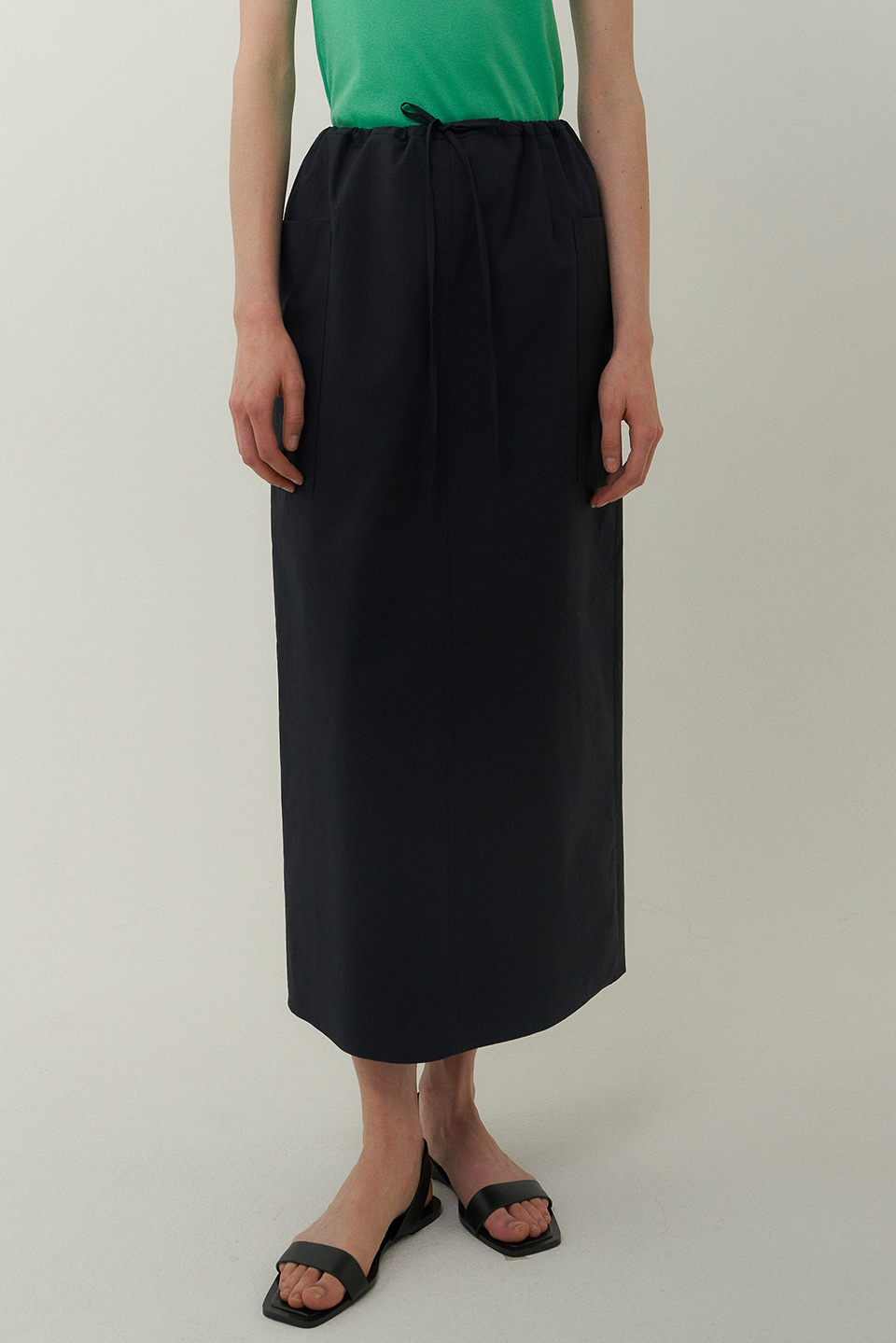 side pocket long skirt (navy)