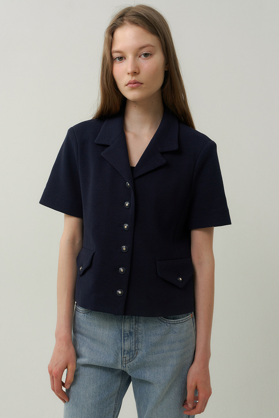 soft tweed summer jacket [Japanese fabric] (navy) *6월7일 예약발송