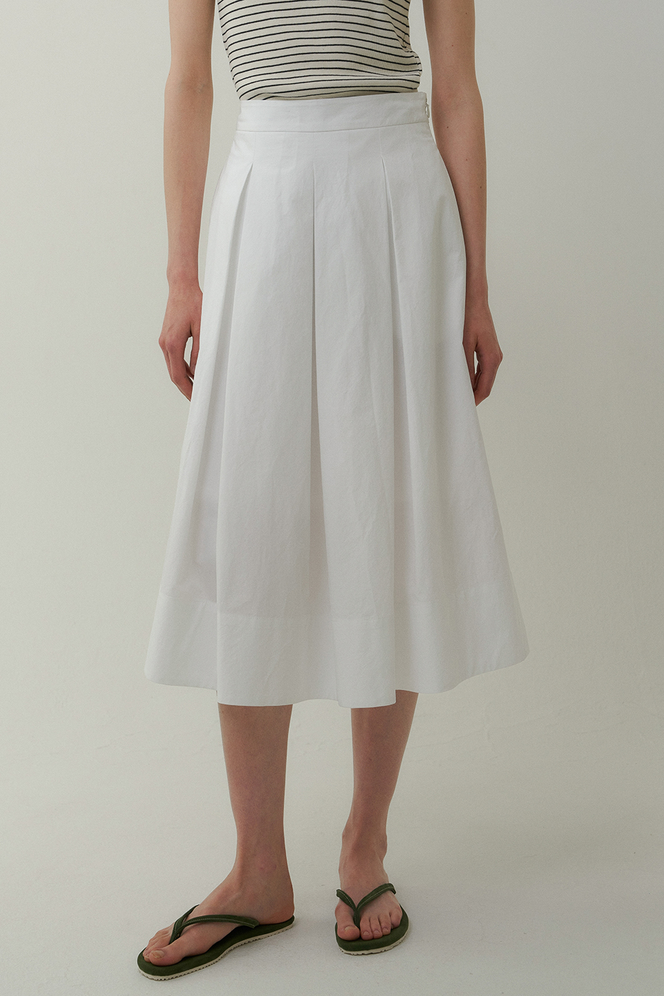 cotton pleats skirt (white)