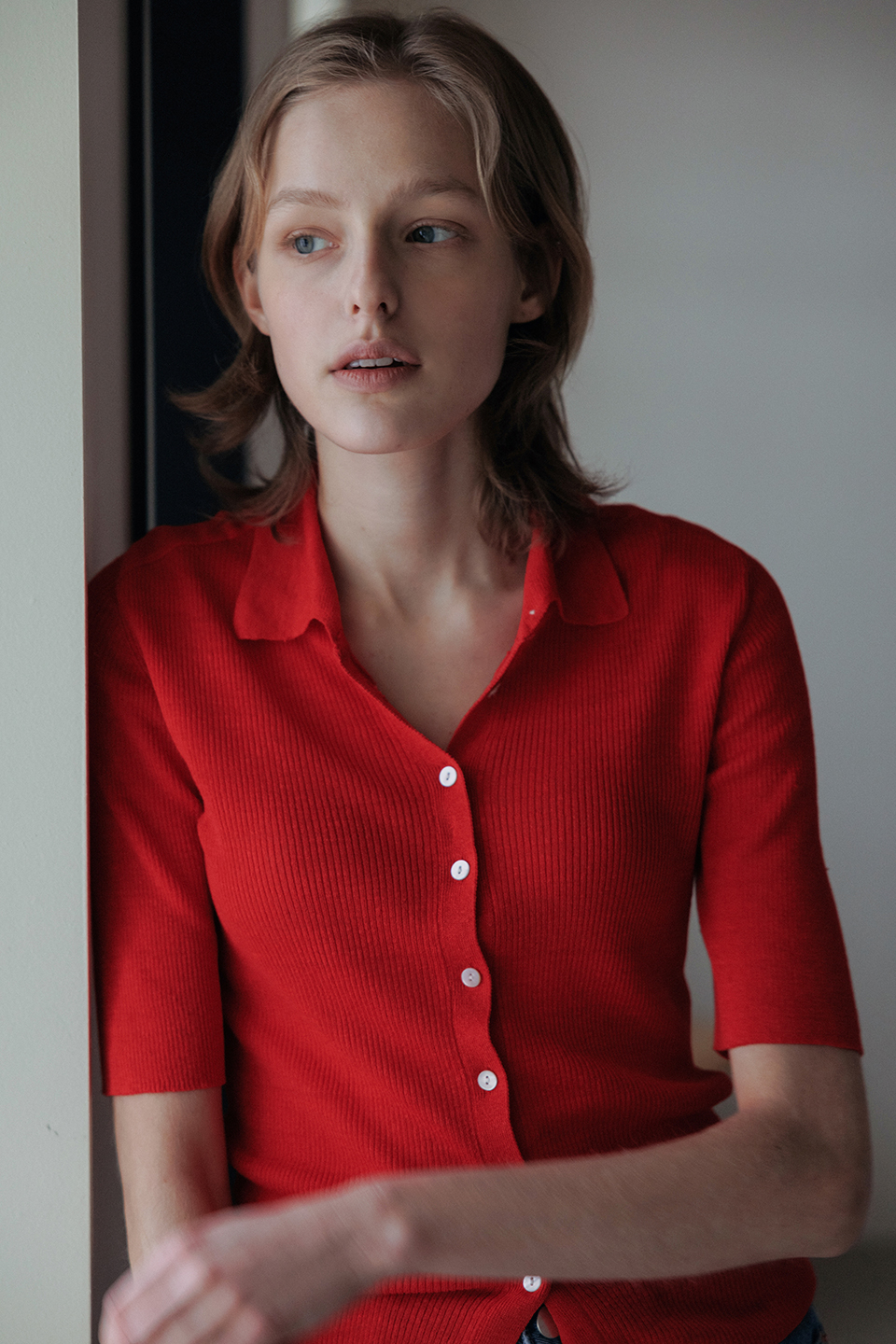 linen button pullover (red) *3/22 예약발송