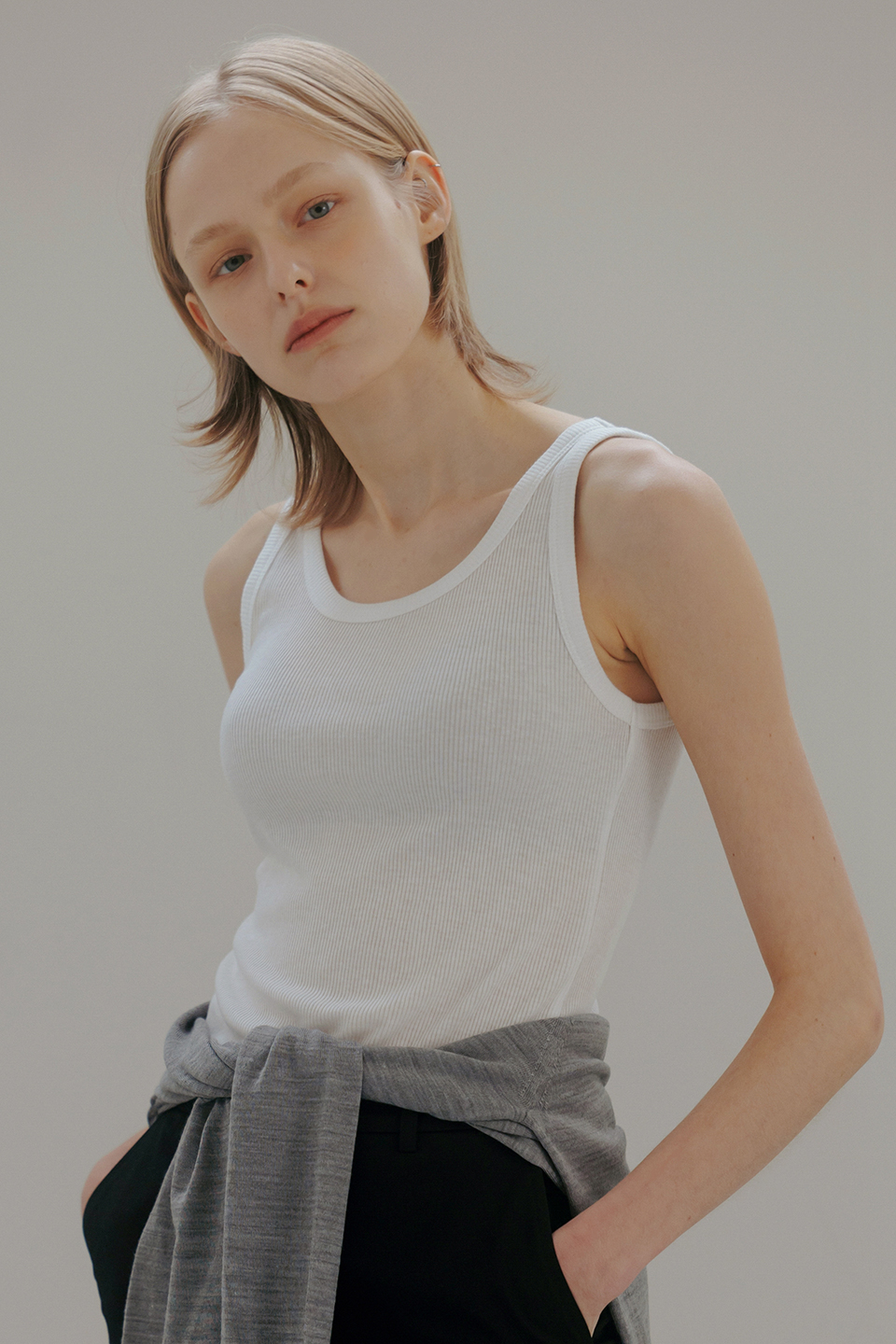 tencel cotton sleeveless t-shirt (3colors)