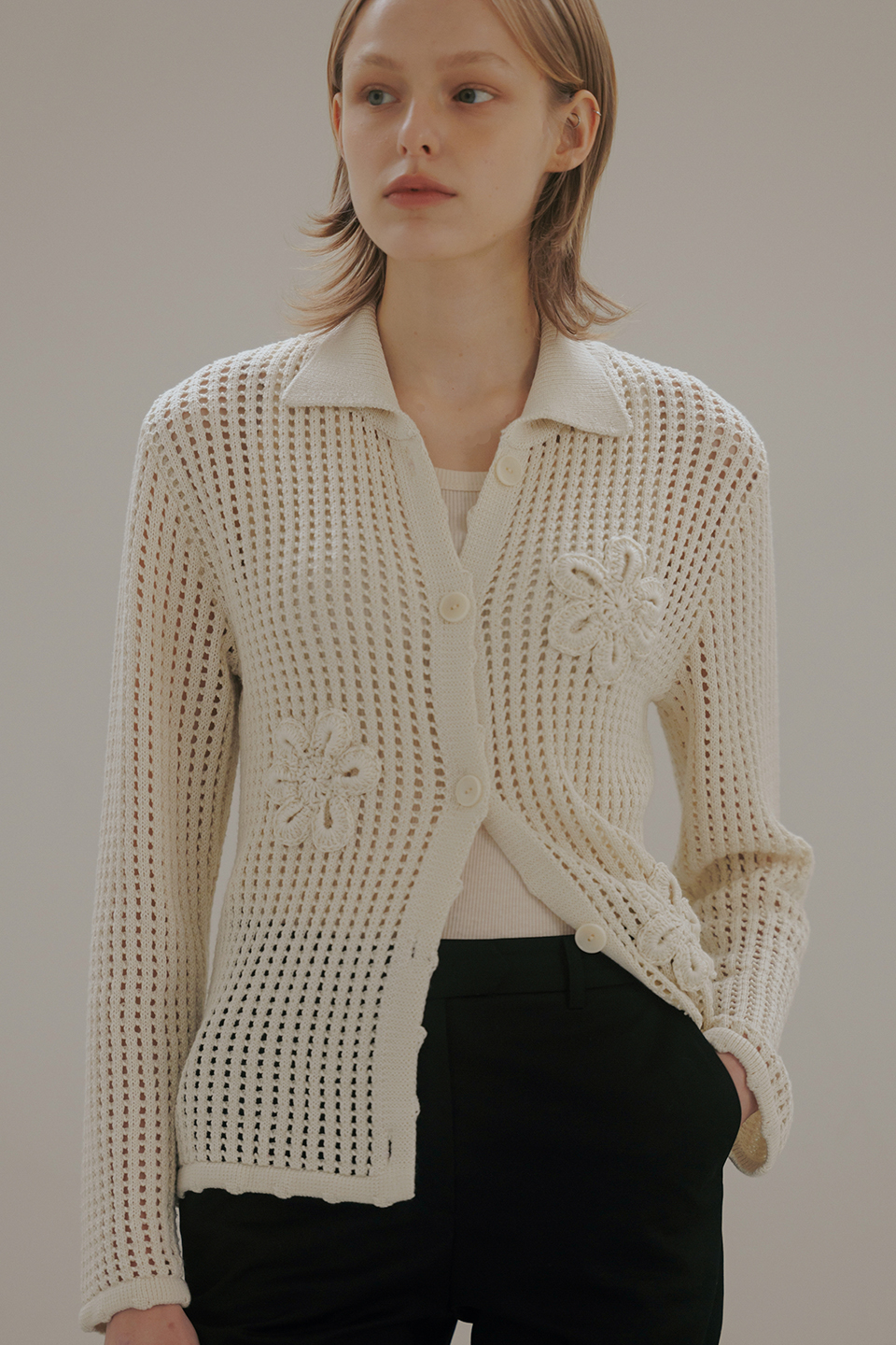 cotton crochet knit jacket (ecru)
